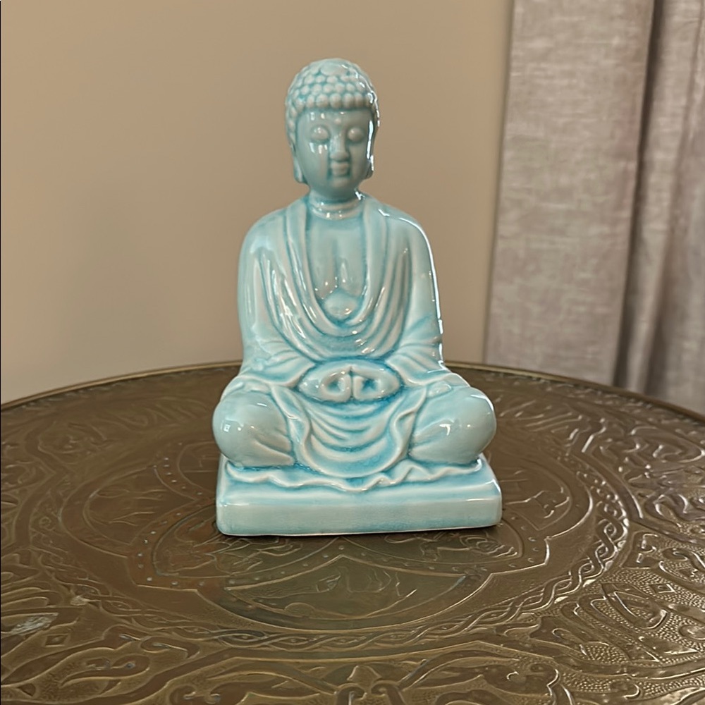 Ceramic Buddha Figurine in Light Blue